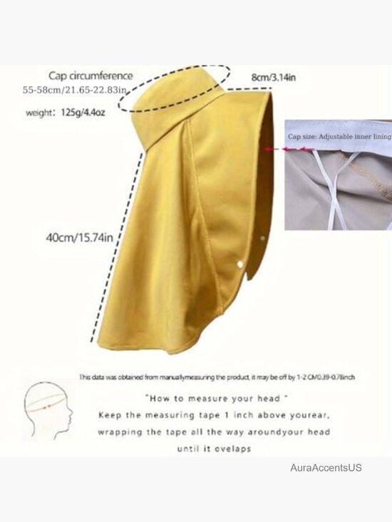 UPF 50+ Sun Hat Wide Brim with Neck Flap Adjustable Windproof Polyester Hiking main image 7